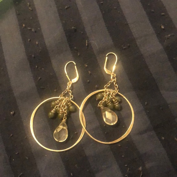 Jade clasp dangle earrings (handmade) - Picture 1 of 1